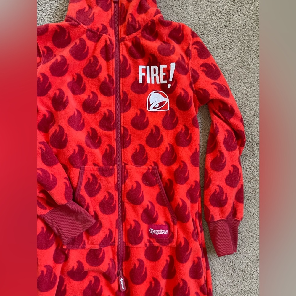 Tipsy Elves Taco Bell Fire fleece onesie - Small